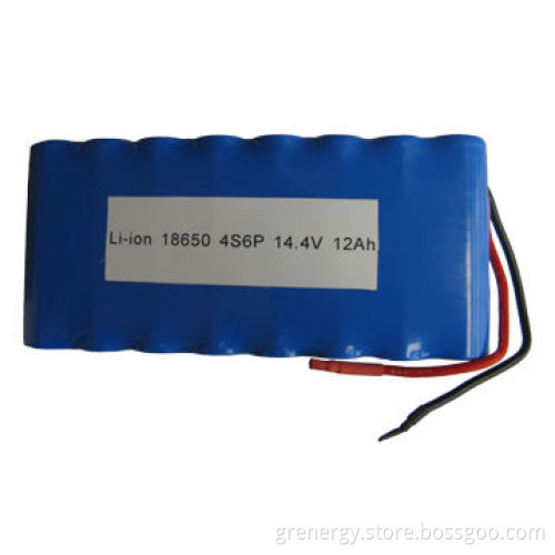 14.4V 12Ah Lithium-ion Battery Pack, 18650 Flat Top 4S6P, CE-, UL-, RoHS-approved, for LED Light